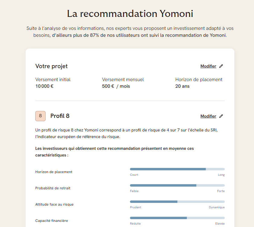 Recommandation Yomoni