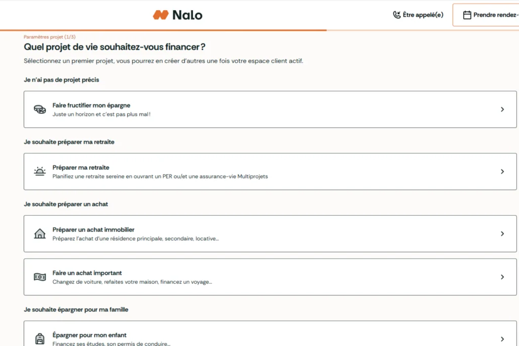 Les différents projets de vie à remplir pour souscrire à Nalo