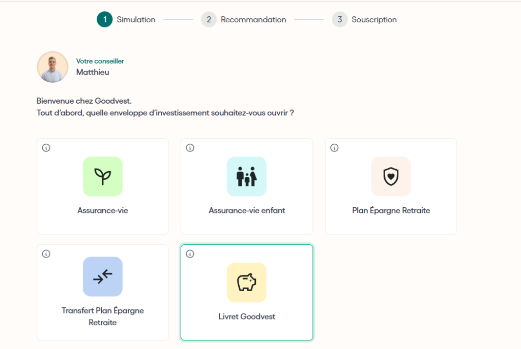 Parcours souscription de Goodvest